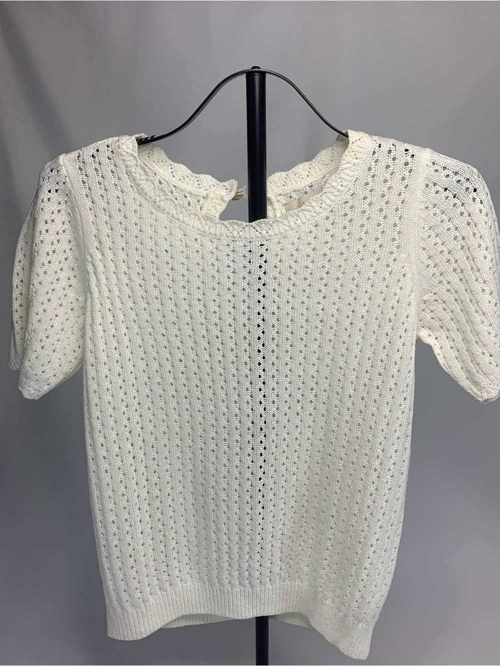 LOFT White Knit Short-Sleeve Sweater Top